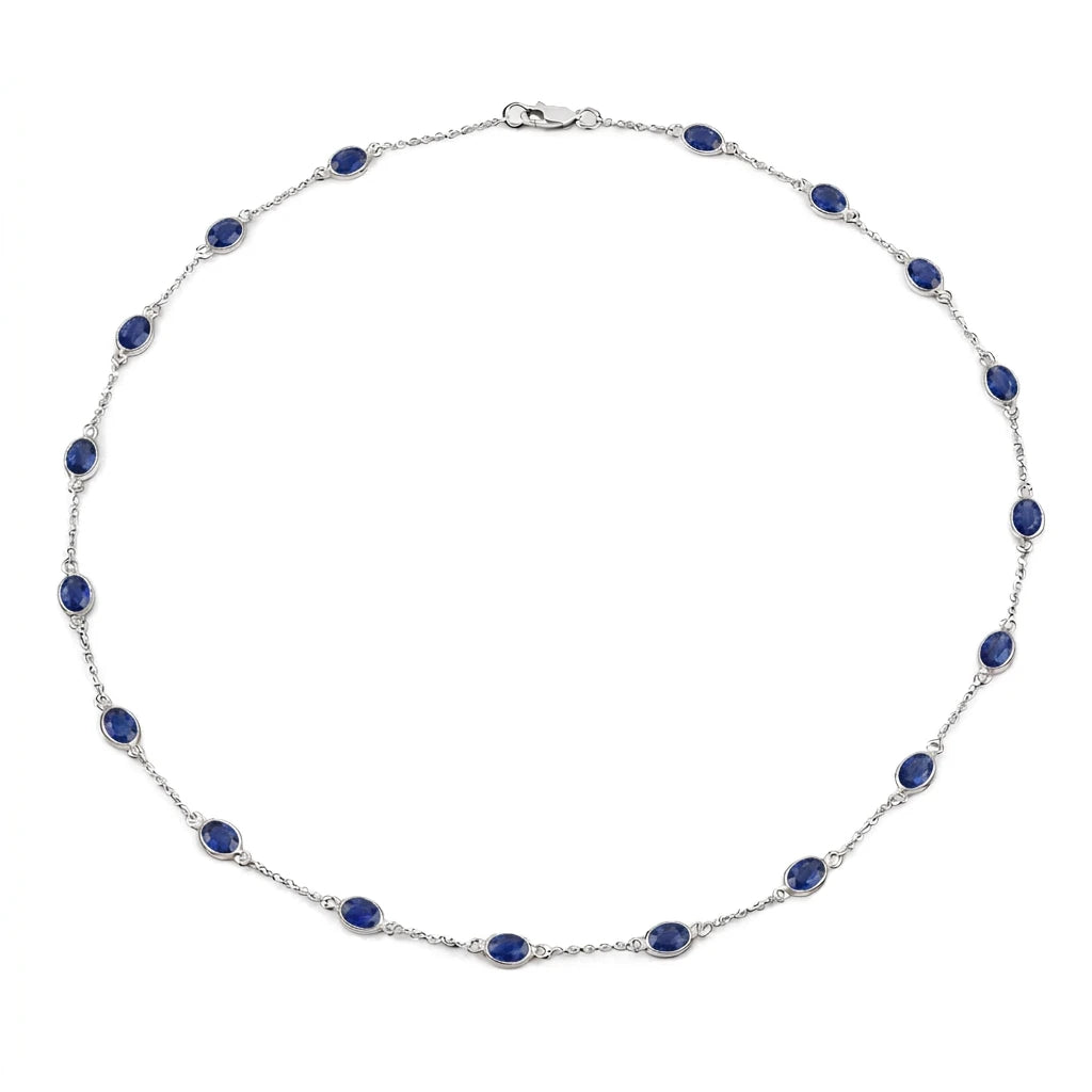 Oval Cut Bezel Set Station Necklace
