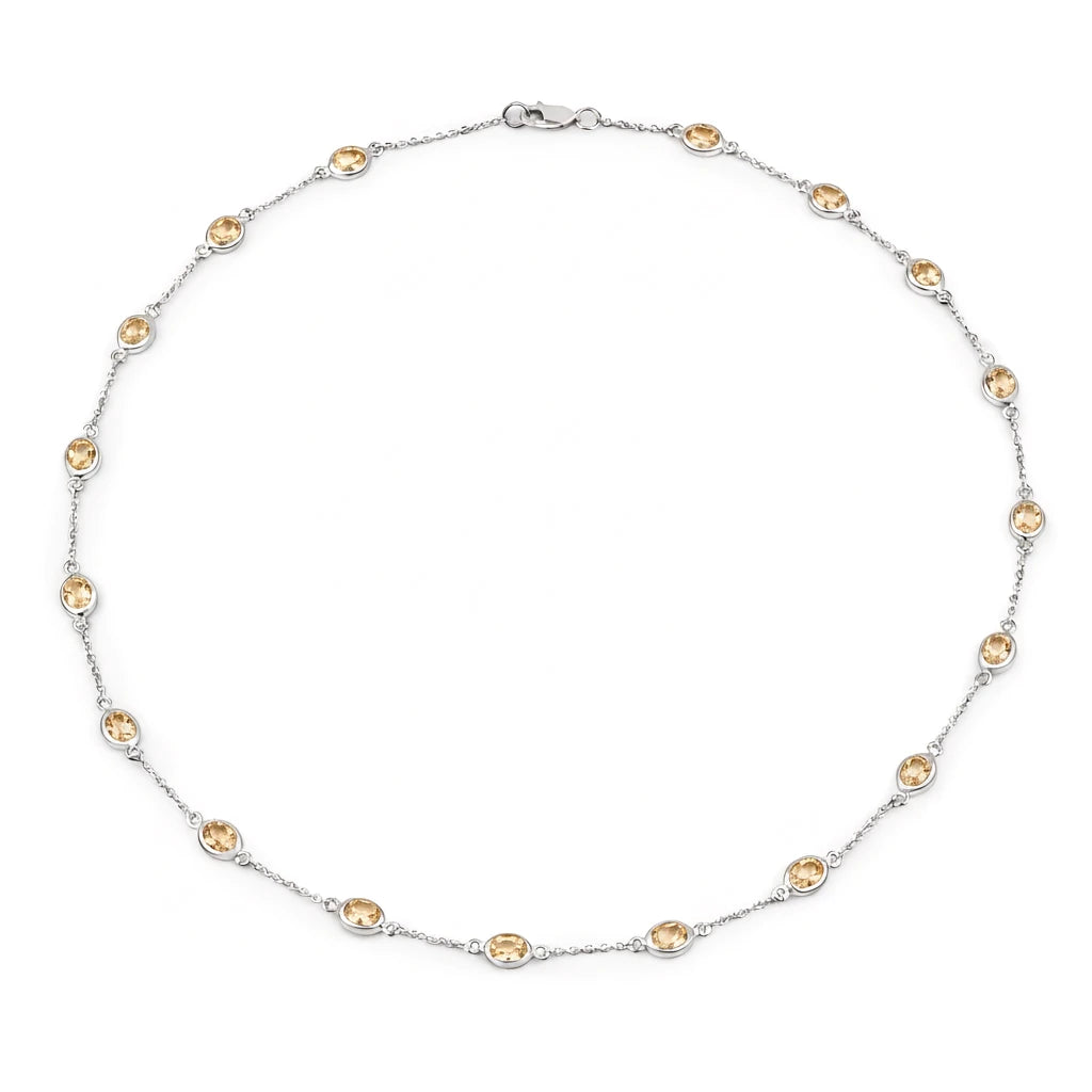 Oval Cut Bezel Set Station Necklace