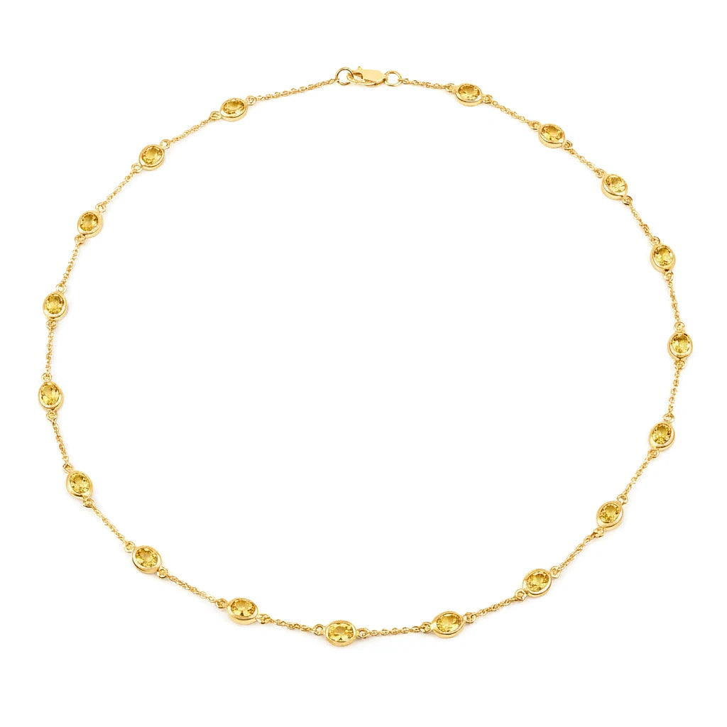 Oval Cut Bezel Set Station Necklace