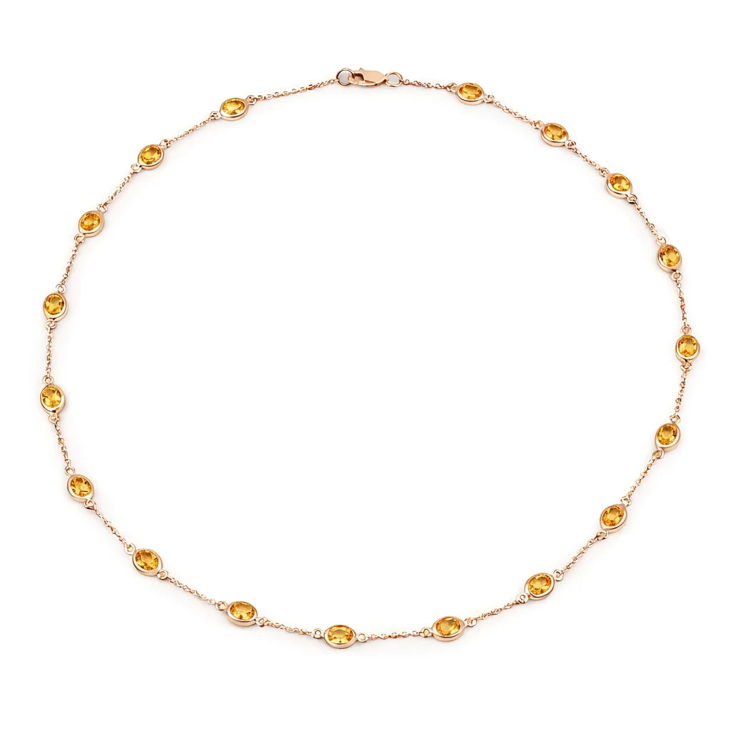 Oval Cut Bezel Set Station Necklace