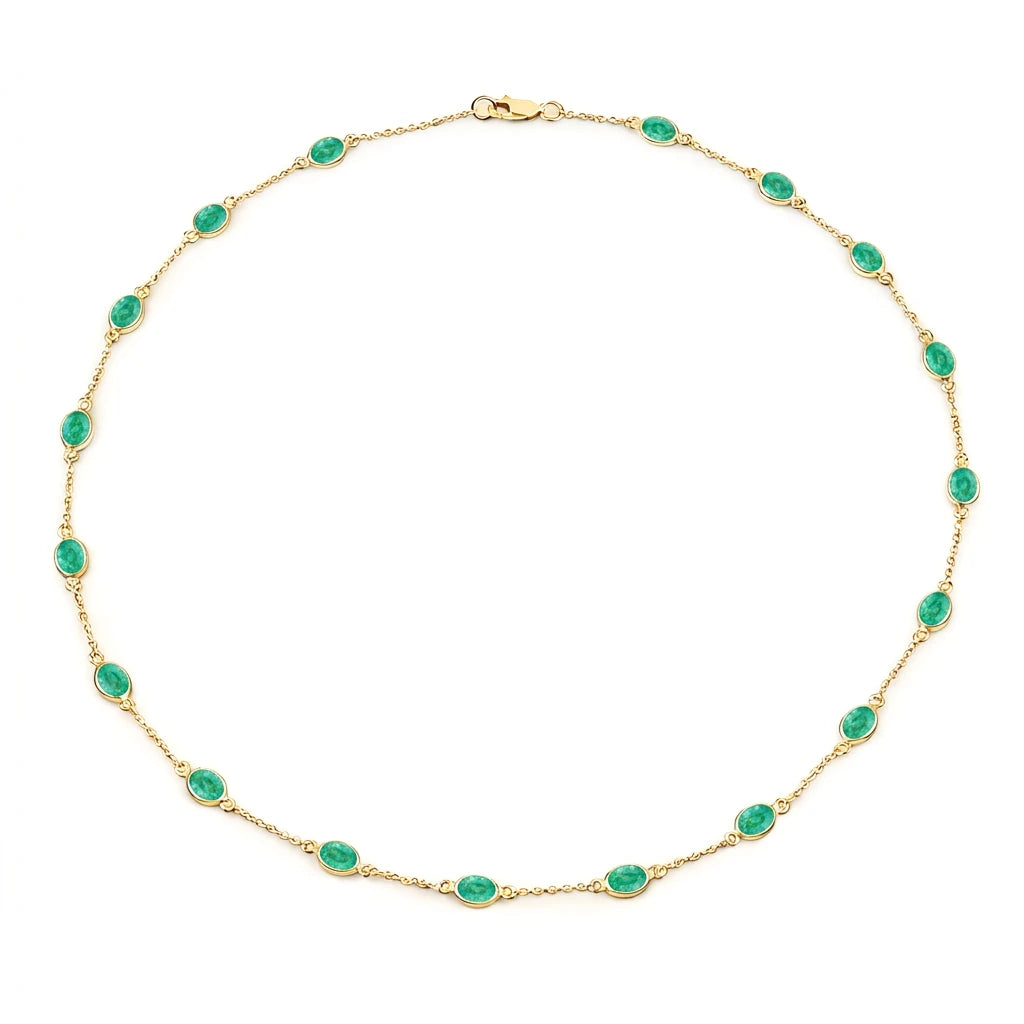 Oval Cut Bezel Set Station Necklace