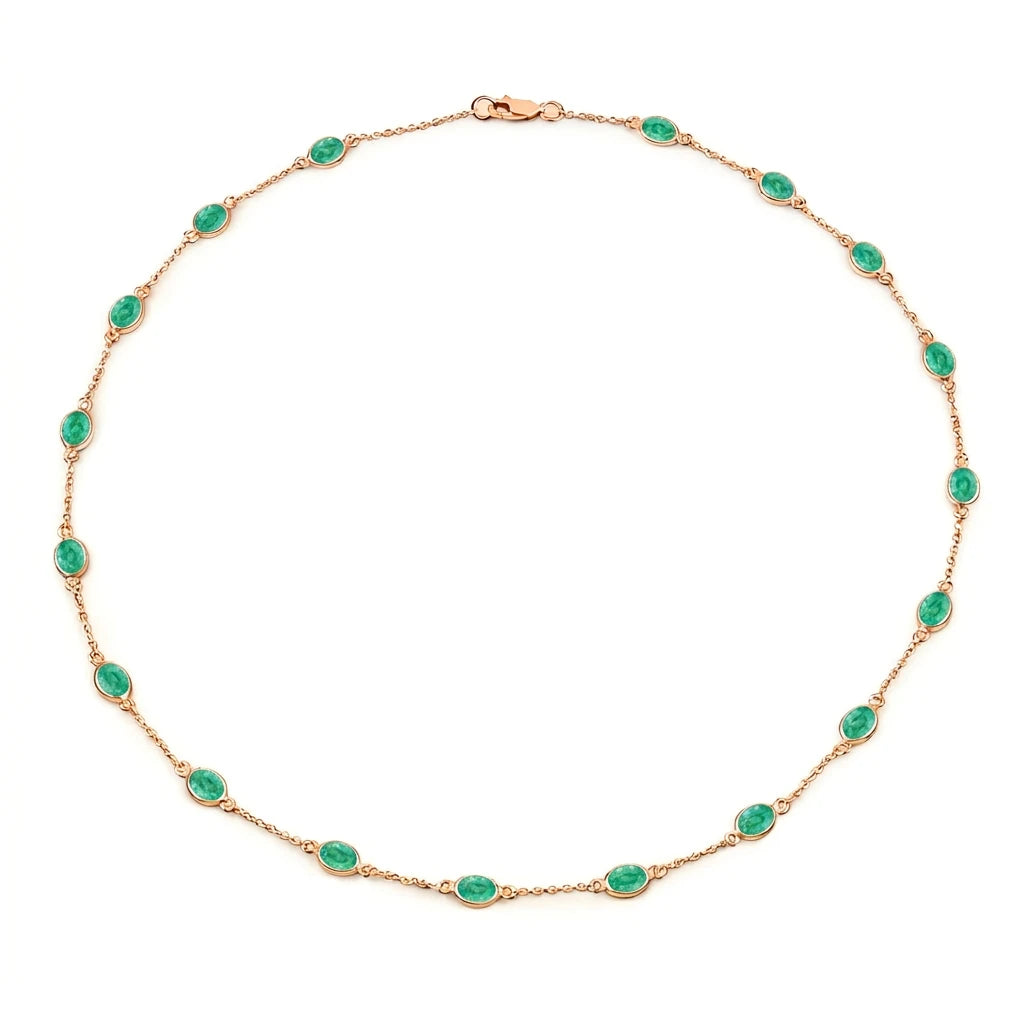 Oval Cut Bezel Set Station Necklace