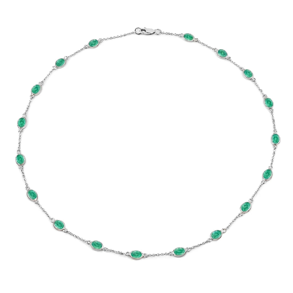 Oval Cut Bezel Set Station Necklace