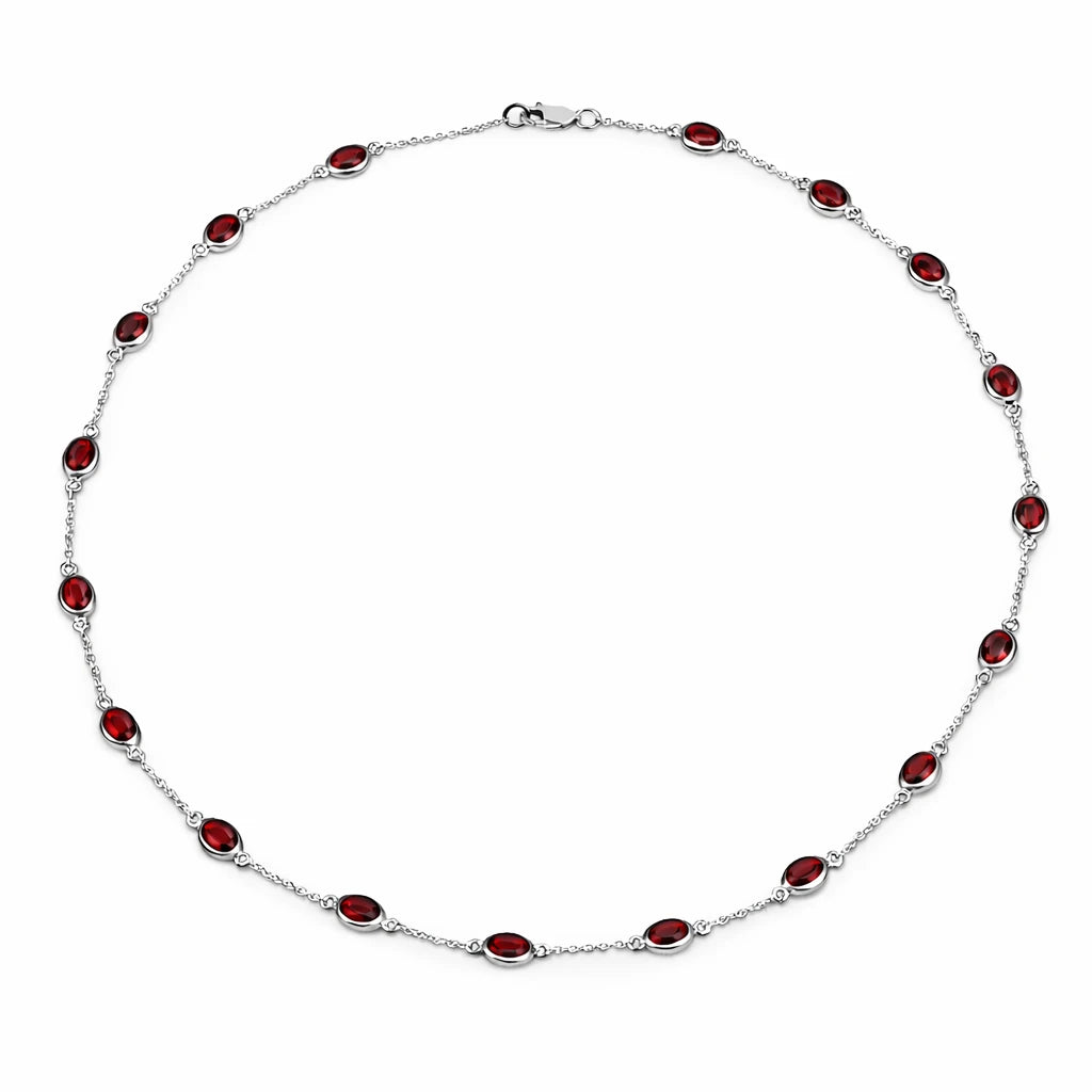 Oval Cut Bezel Set Station Necklace