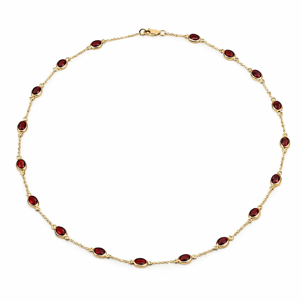 Oval Cut Bezel Set Station Necklace