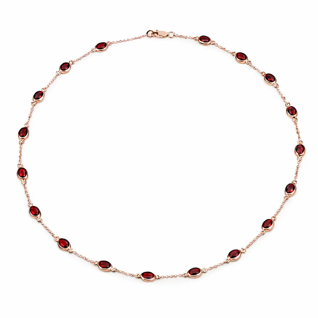 Oval Cut Bezel Set Station Necklace
