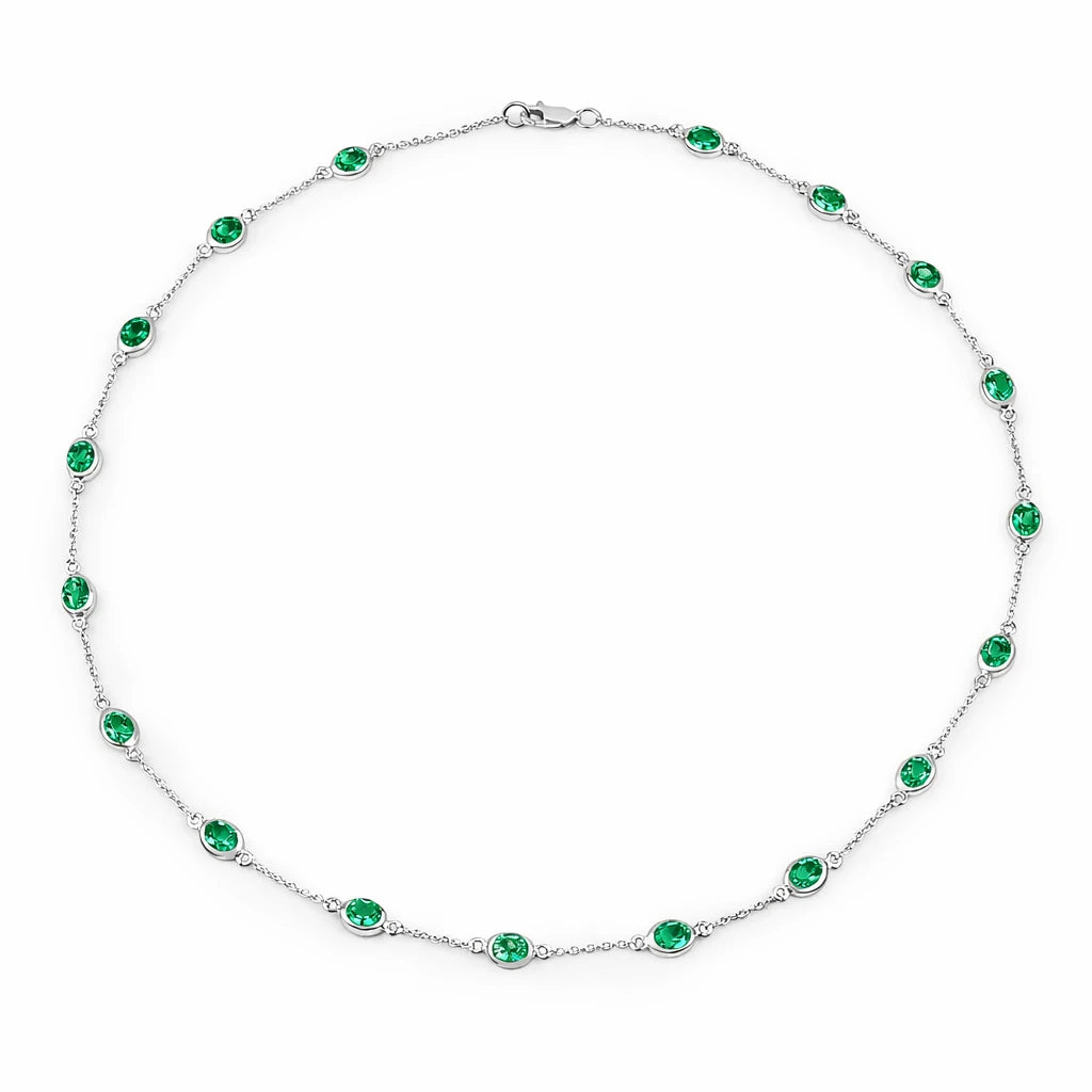Oval Cut Bezel Set Station Necklace