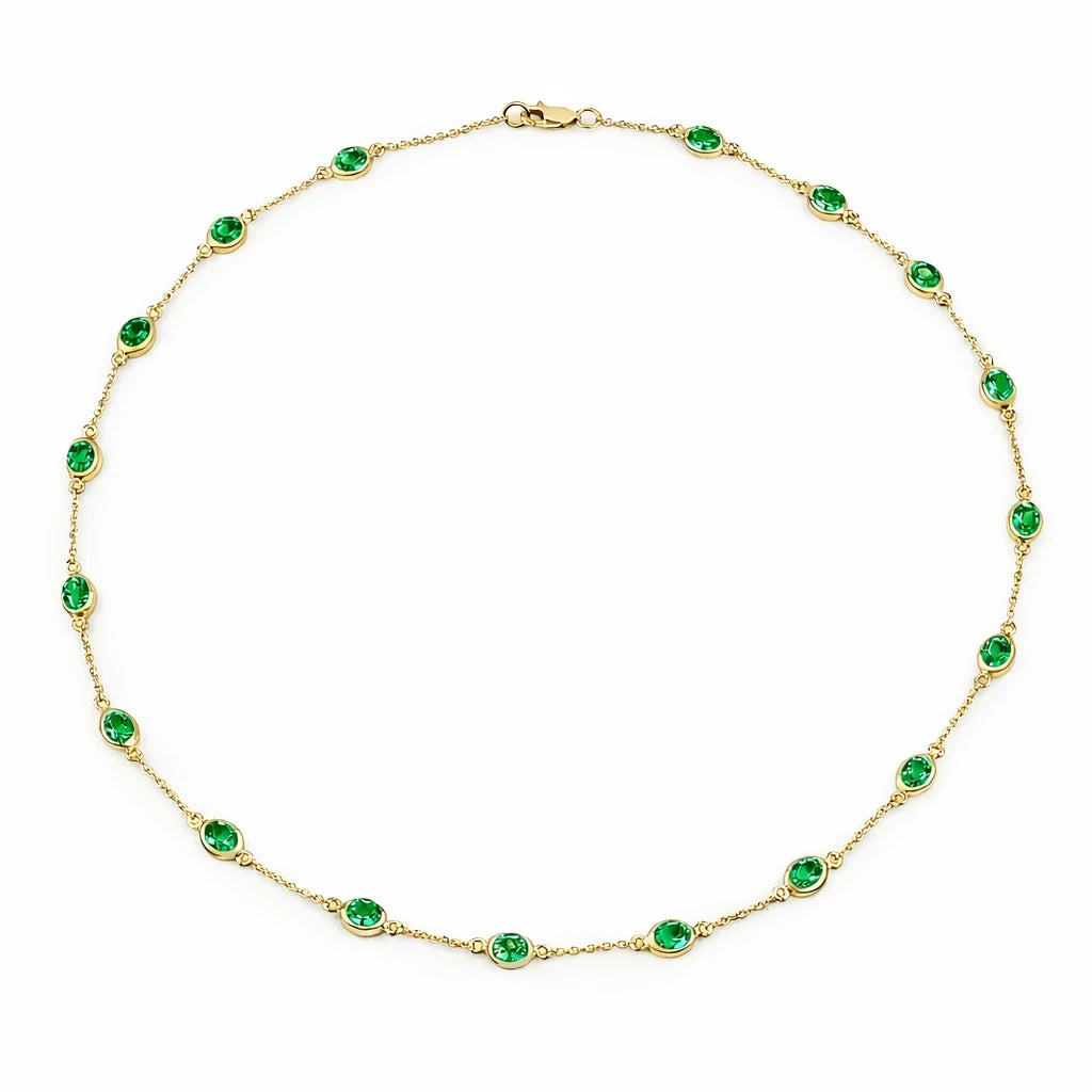 Oval Cut Bezel Set Station Necklace