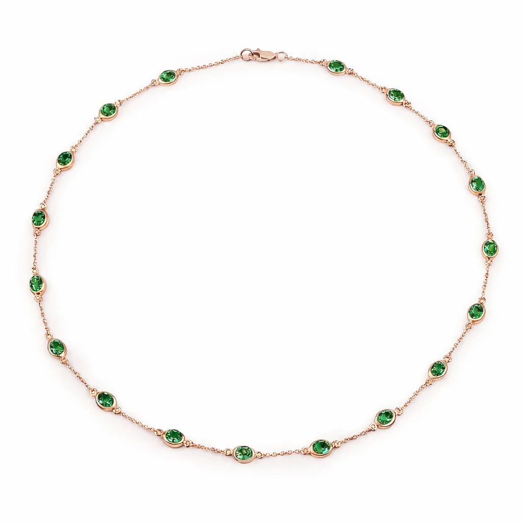 Oval Cut Bezel Set Station Necklace
