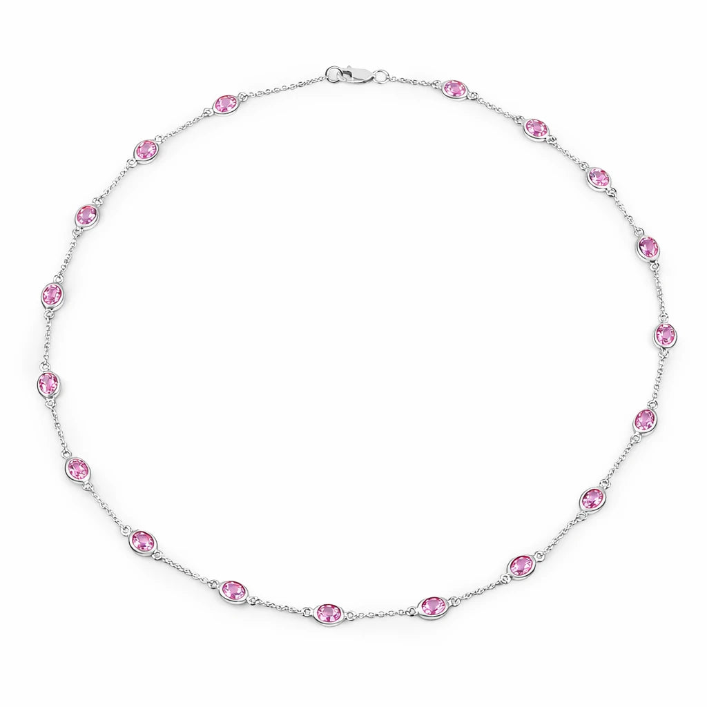 Oval Cut Bezel Set Station Necklace