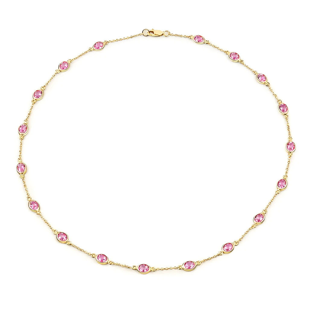 Oval Cut Bezel Set Station Necklace