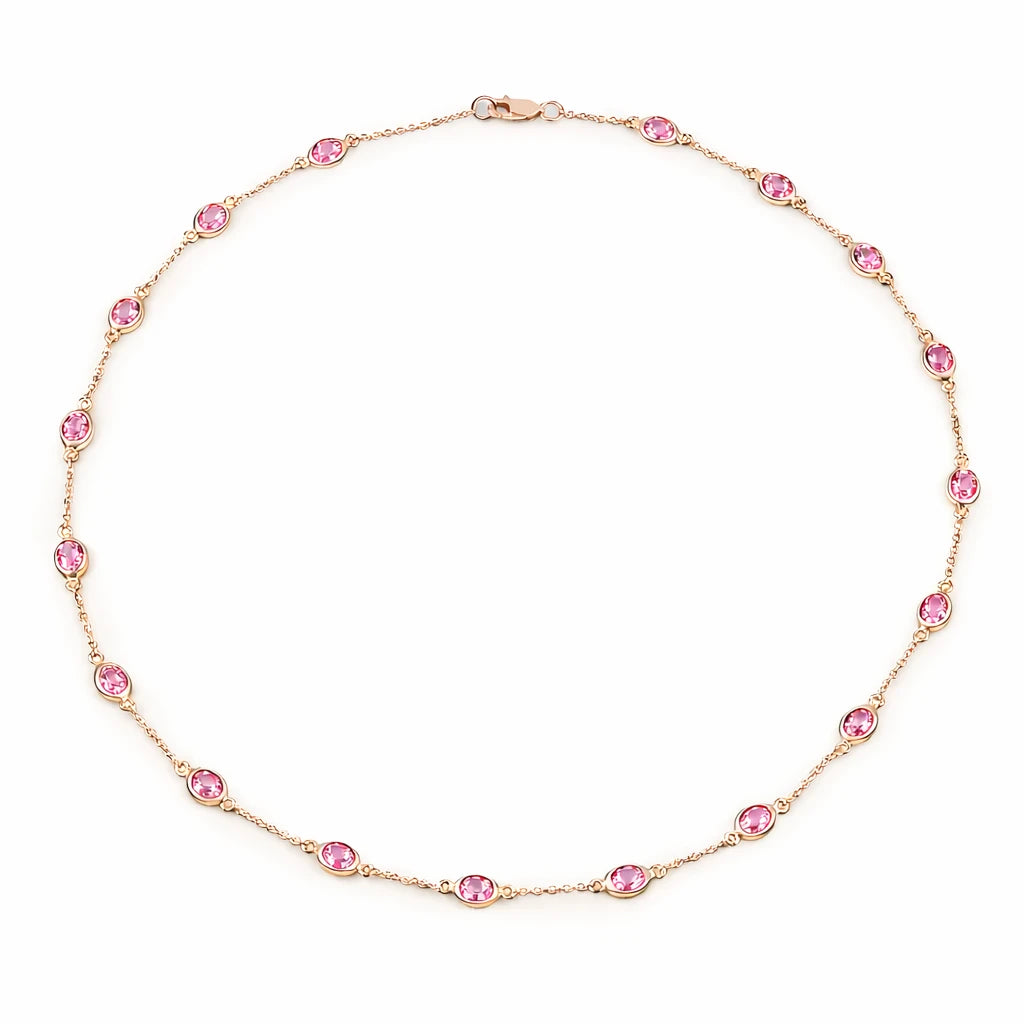 Oval Cut Bezel Set Station Necklace