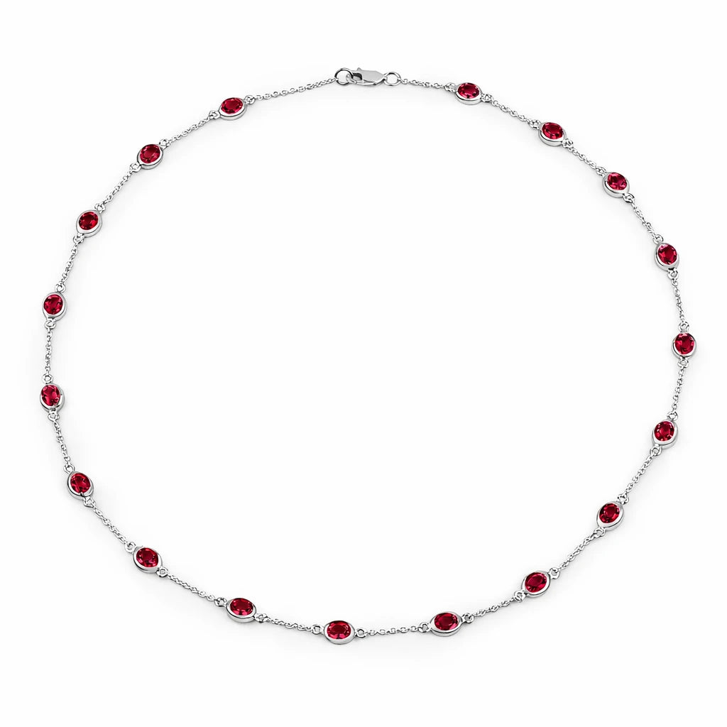 Oval Cut Bezel Set Station Necklace