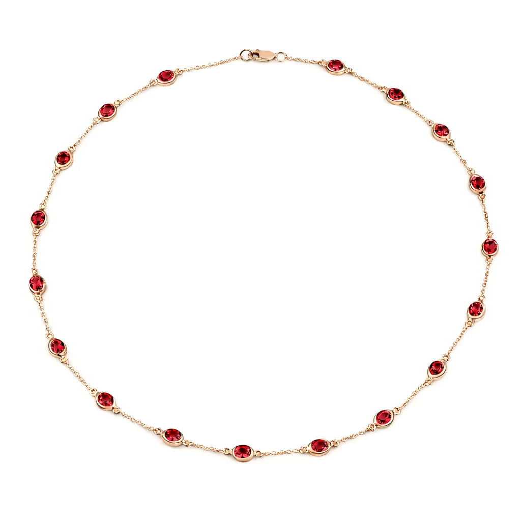 Oval Cut Bezel Set Station Necklace