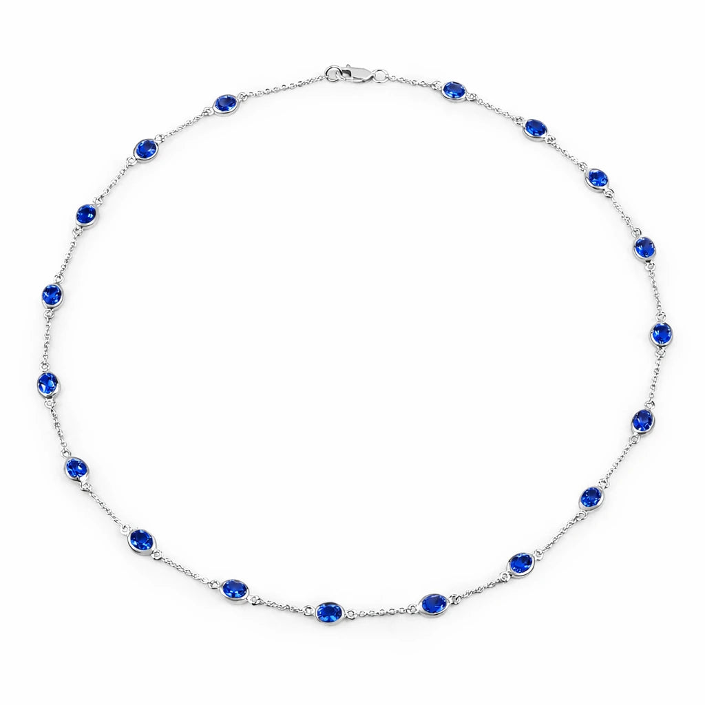 Oval Cut Bezel Set Station Necklace
