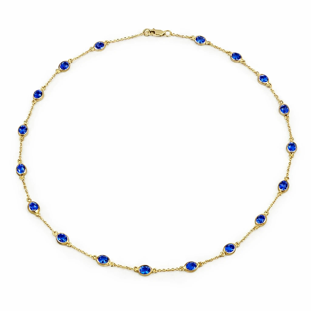 Oval Cut Bezel Set Station Necklace