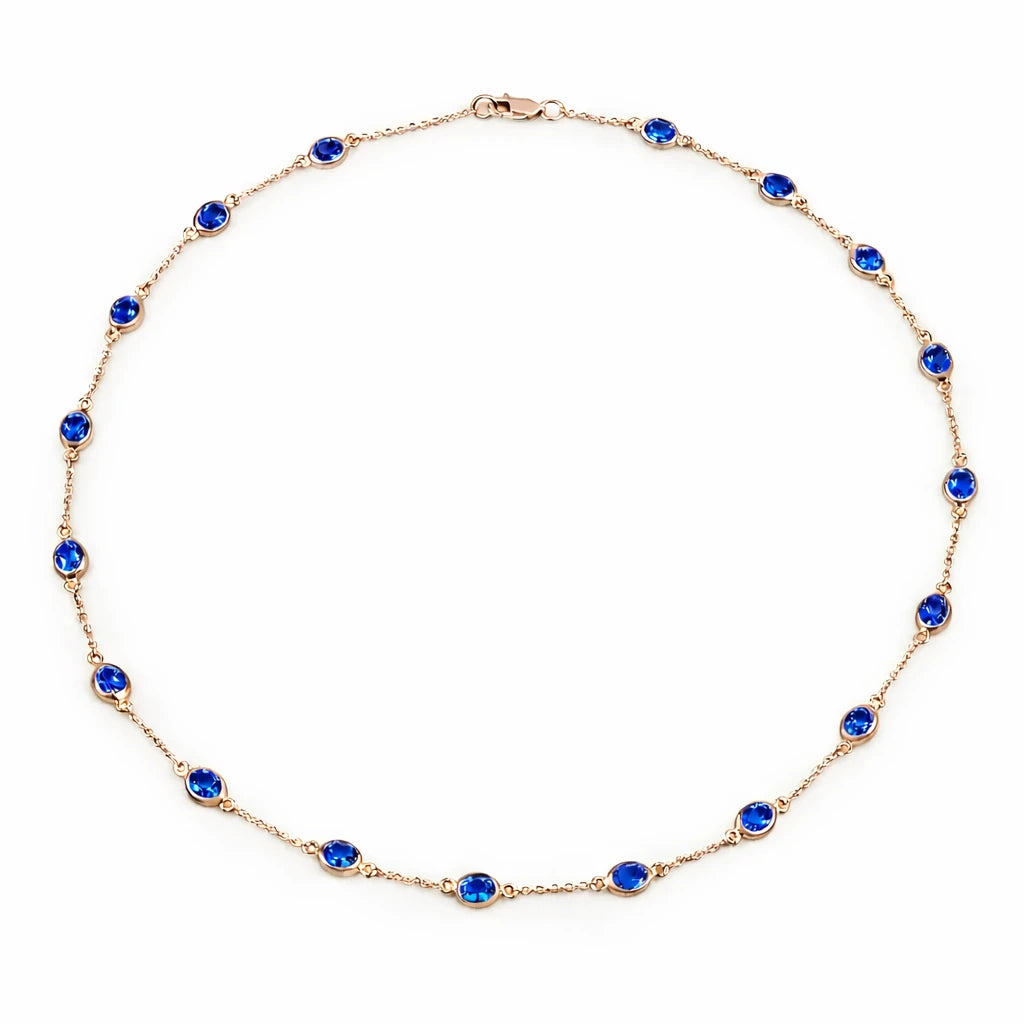 Oval Cut Bezel Set Station Necklace