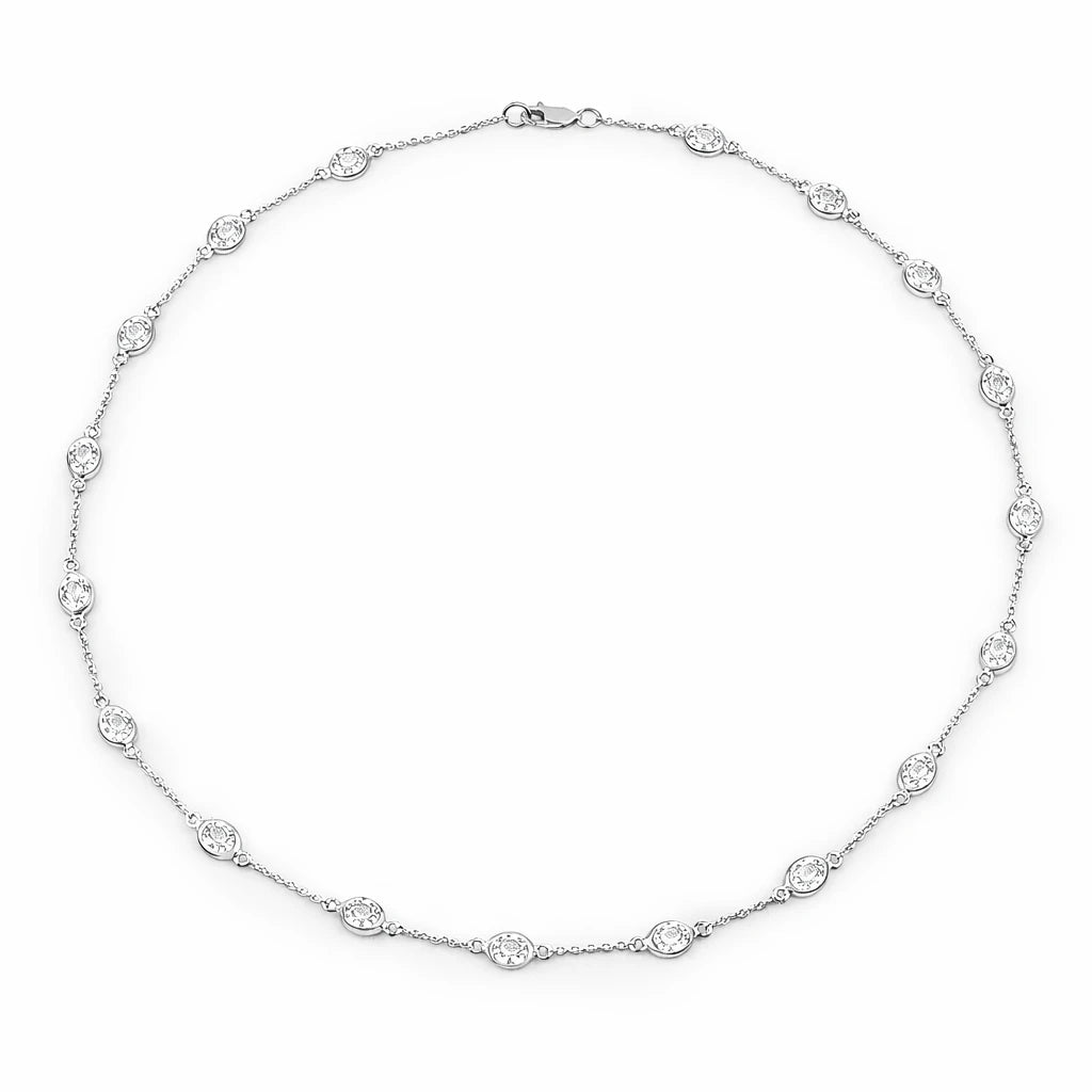 Oval Cut Bezel Set Station Necklace