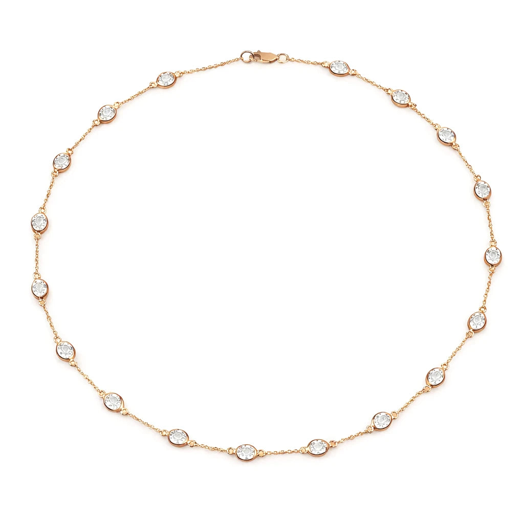 Oval Cut Bezel Set Station Necklace
