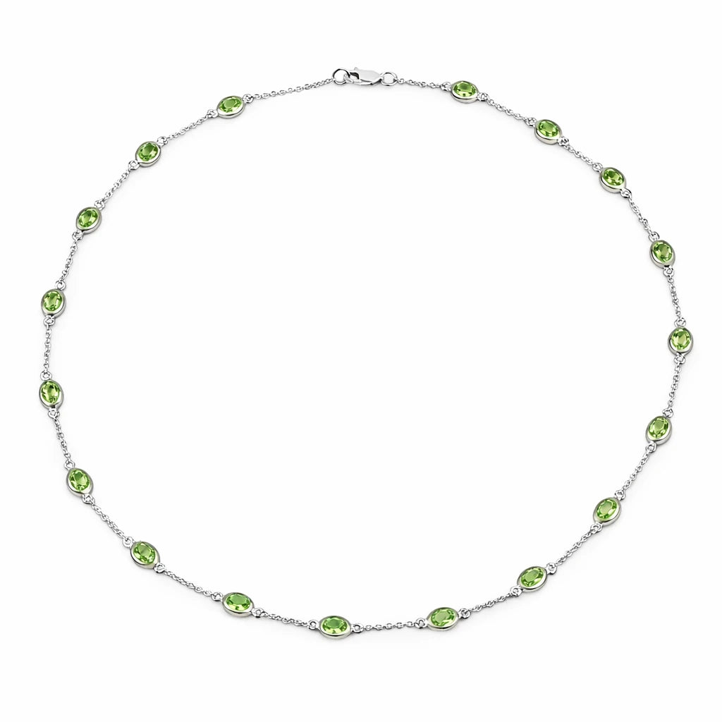 Oval Cut Bezel Set Station Necklace