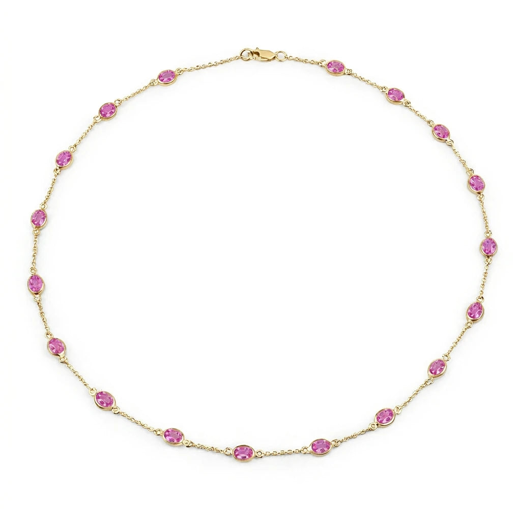 Oval Cut Bezel Set Station Necklace