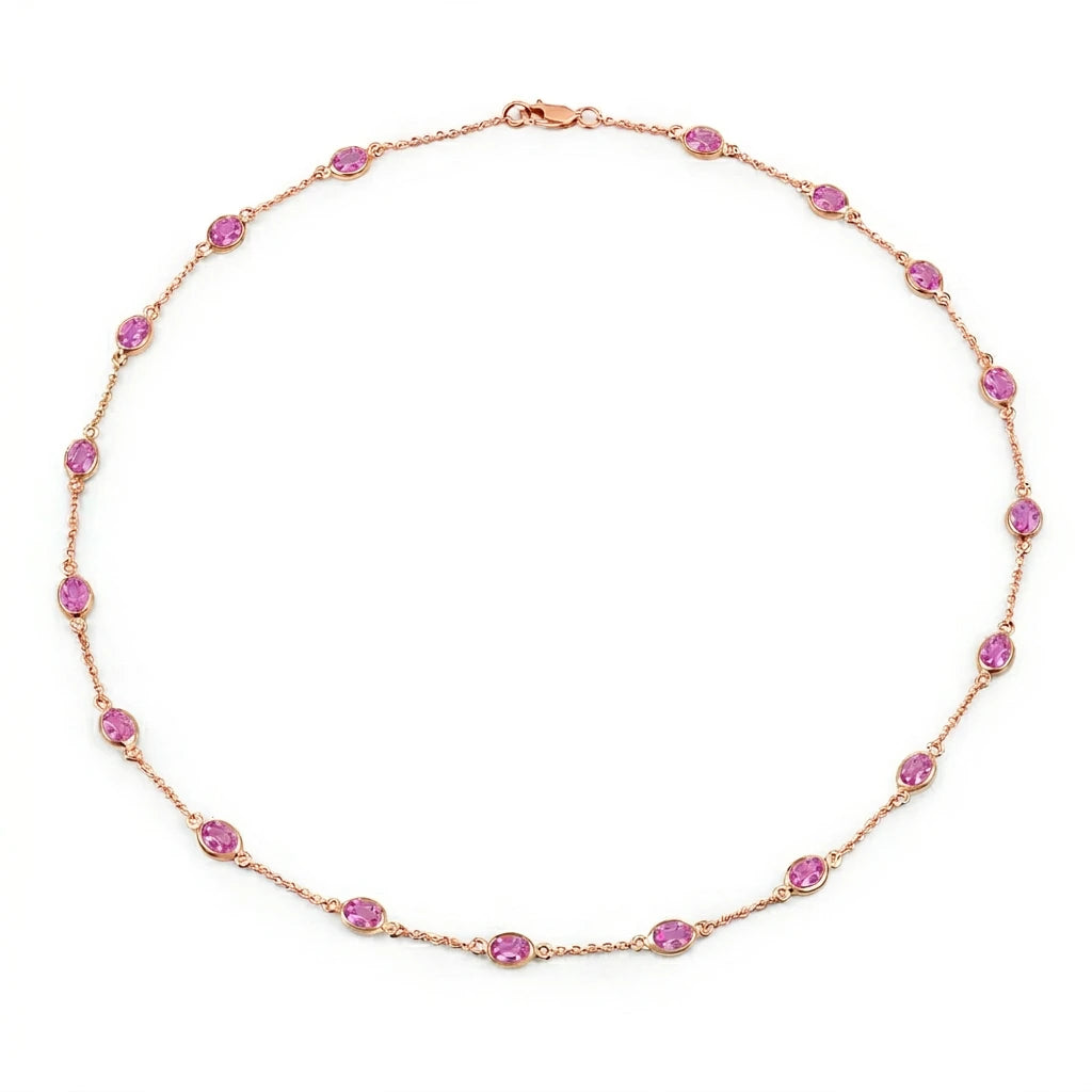 Oval Cut Bezel Set Station Necklace