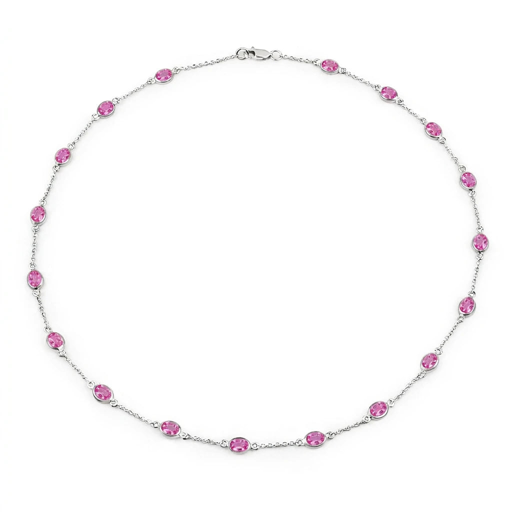 Oval Cut Bezel Set Station Necklace