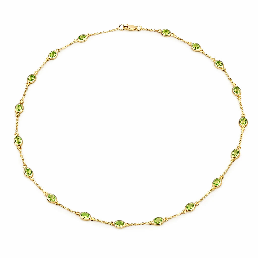 Oval Cut Bezel Set Station Necklace