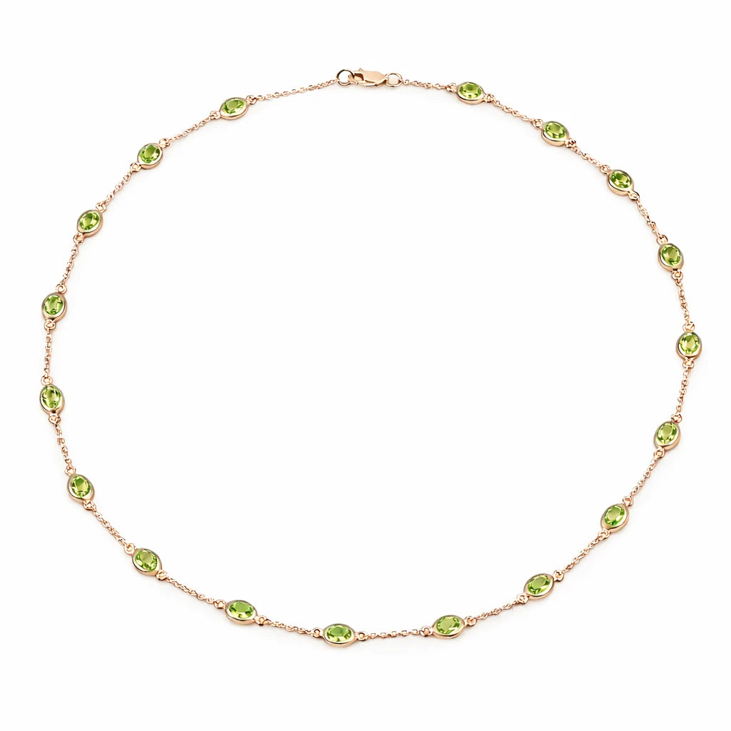 Oval Cut Bezel Set Station Necklace