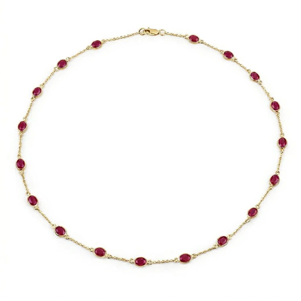 Oval Cut Bezel Set Station Necklace