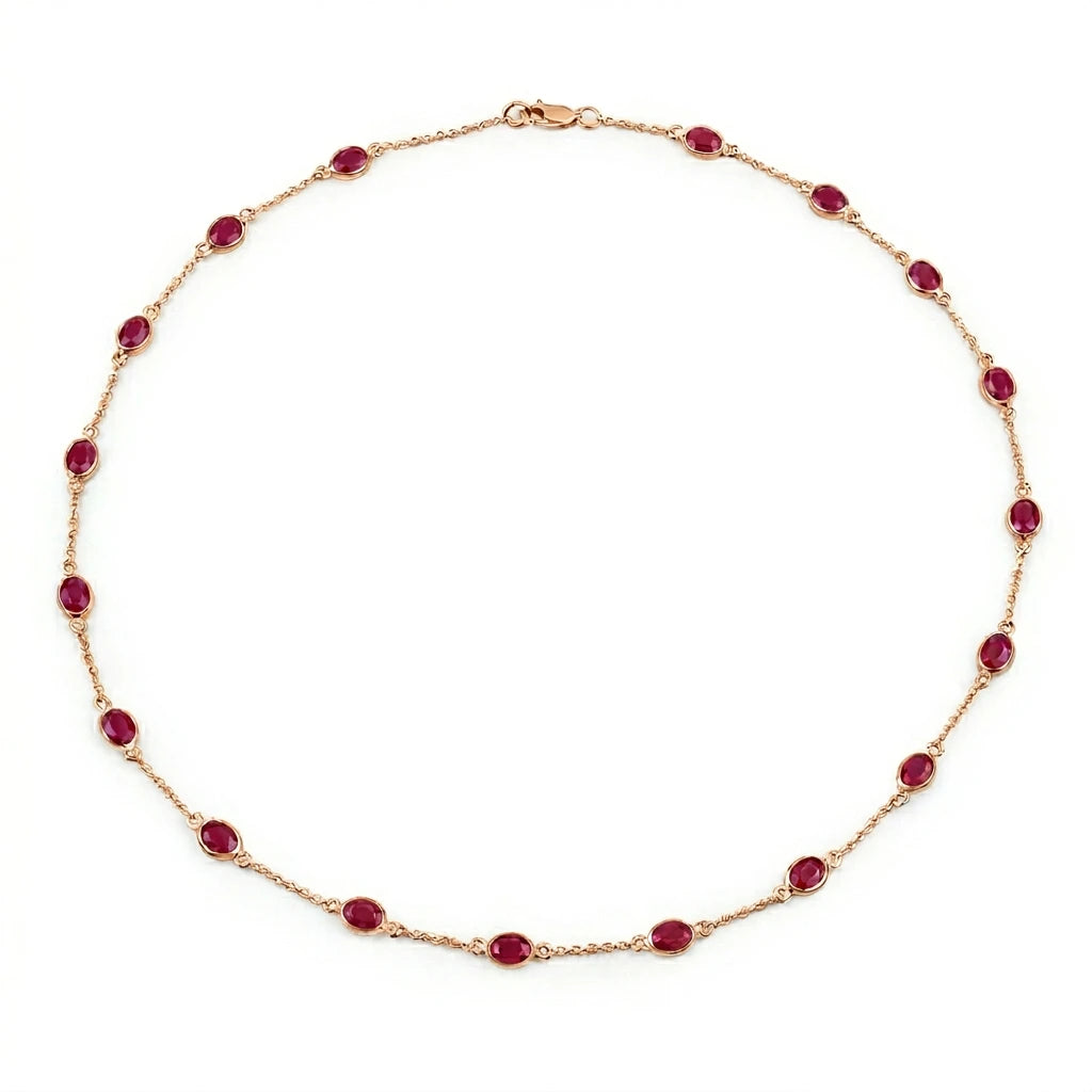 Oval Cut Bezel Set Station Necklace