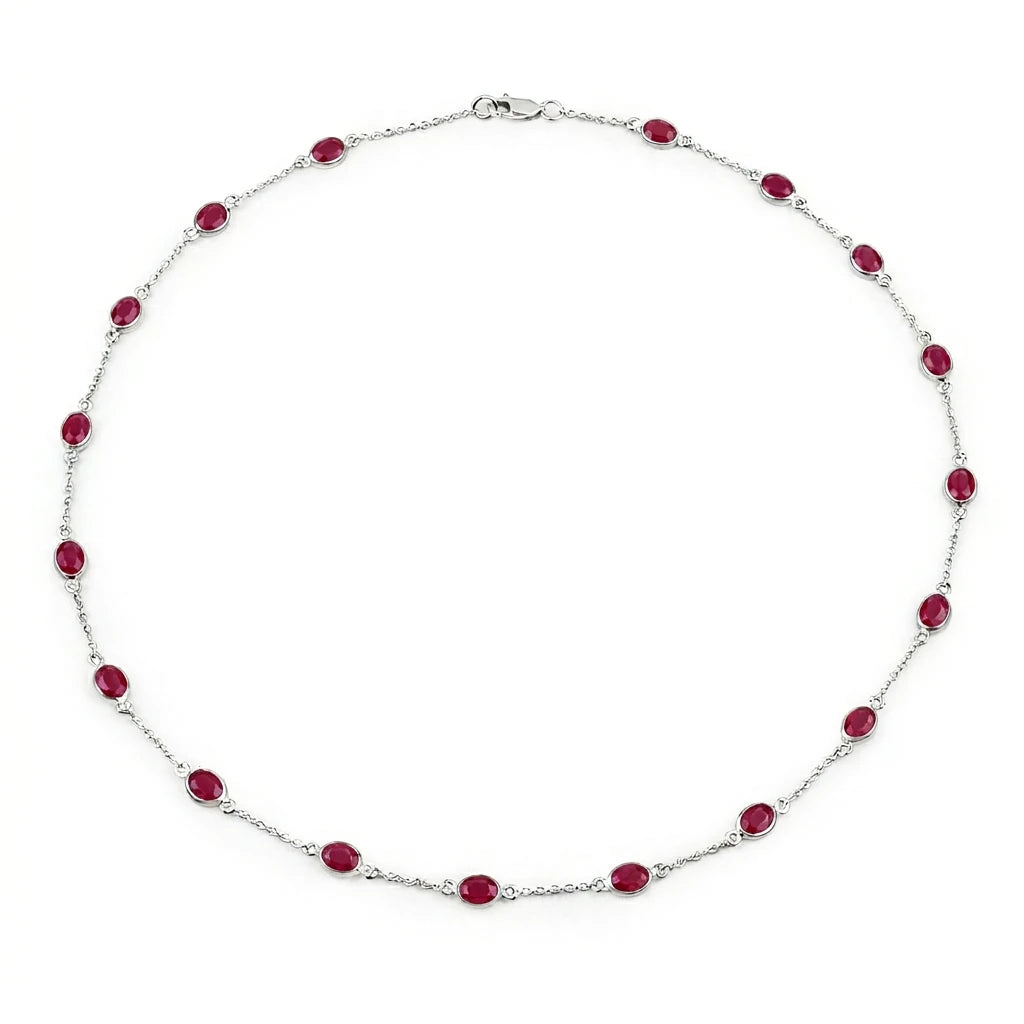 Oval Cut Bezel Set Station Necklace