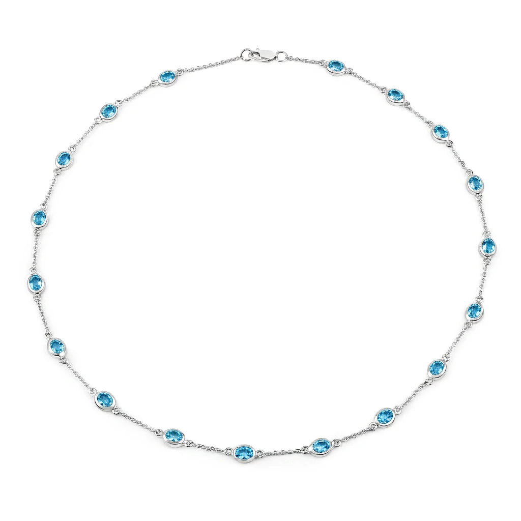 Oval Cut Bezel Set Station Necklace