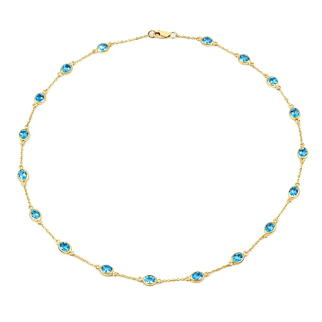 Oval Cut Bezel Set Station Necklace