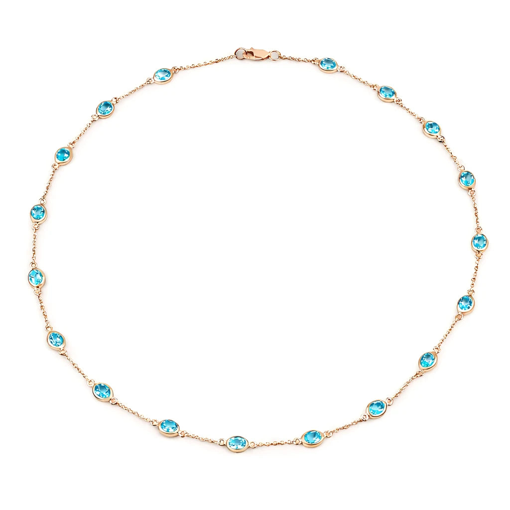 Oval Cut Bezel Set Station Necklace