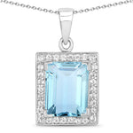 Baguette Cut Halo Pendant