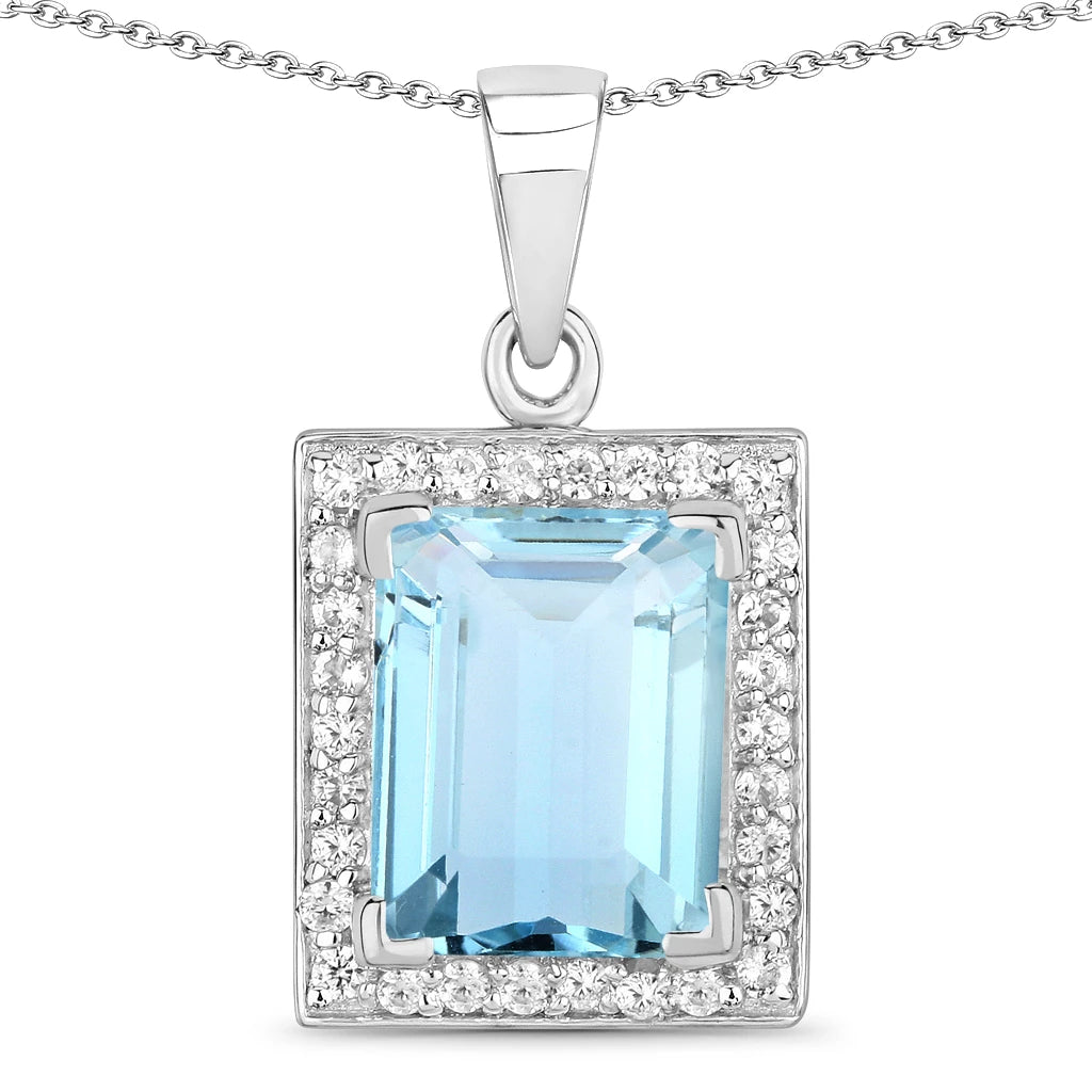 Baguette Cut Halo Pendant