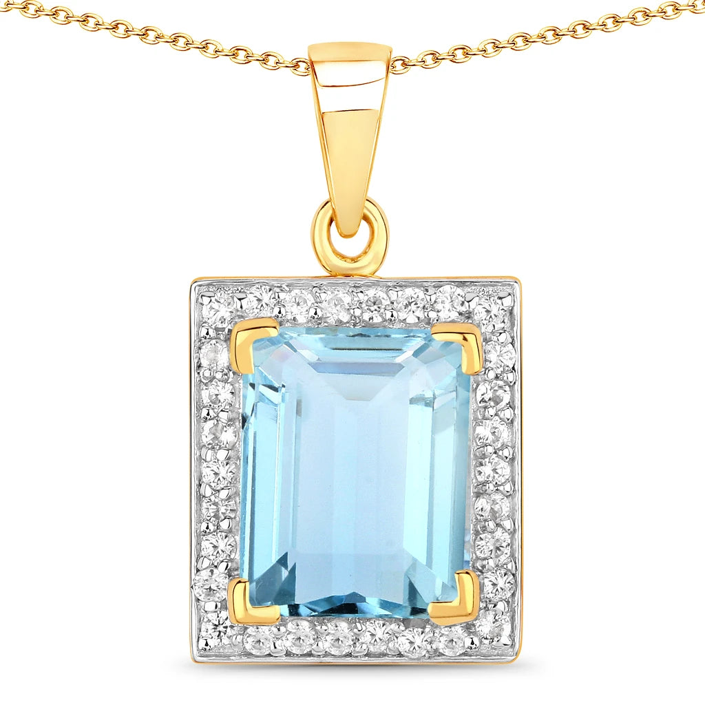 Baguette Cut Halo Pendant