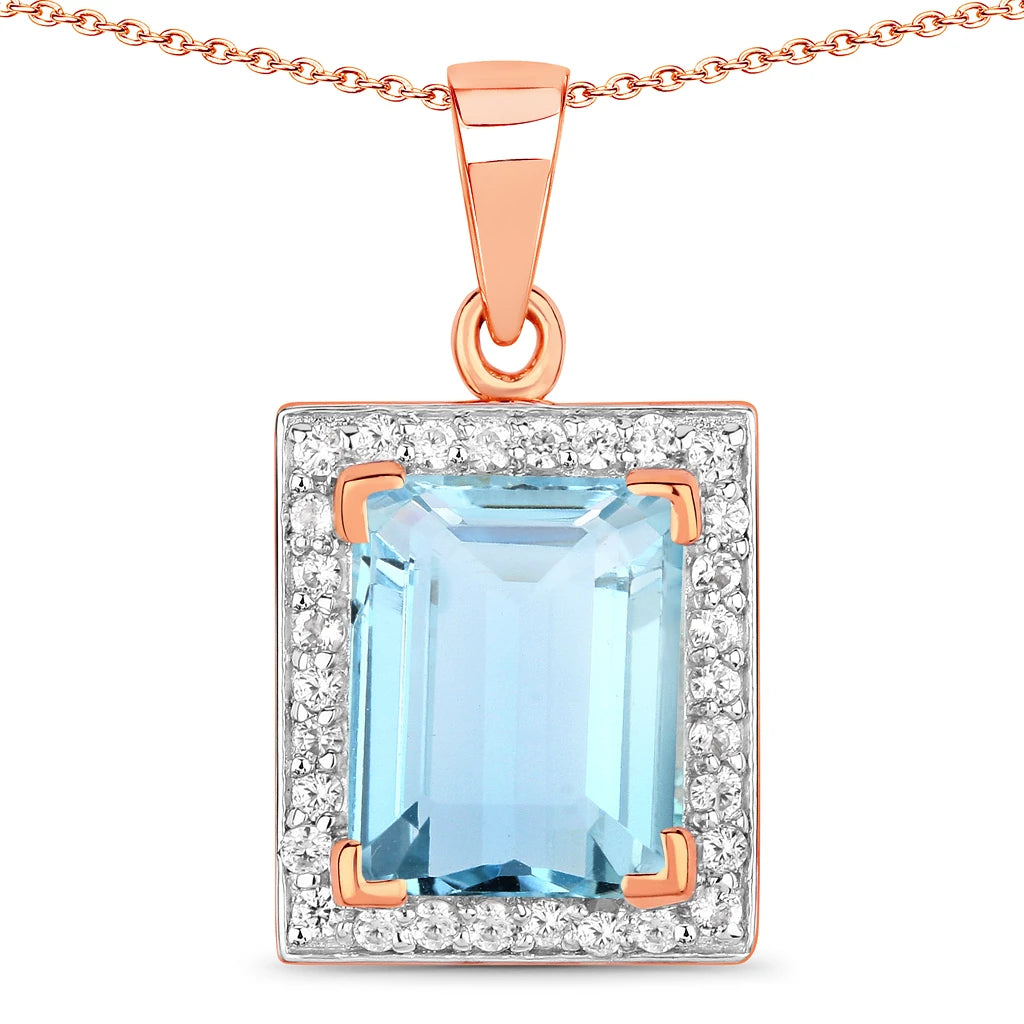 Baguette Cut Halo Pendant