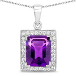 Baguette Cut Halo Pendant