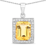 Baguette Cut Halo Pendant