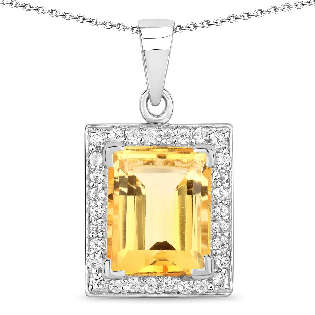 Baguette Cut Halo Pendant