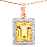 Baguette Cut Halo Pendant