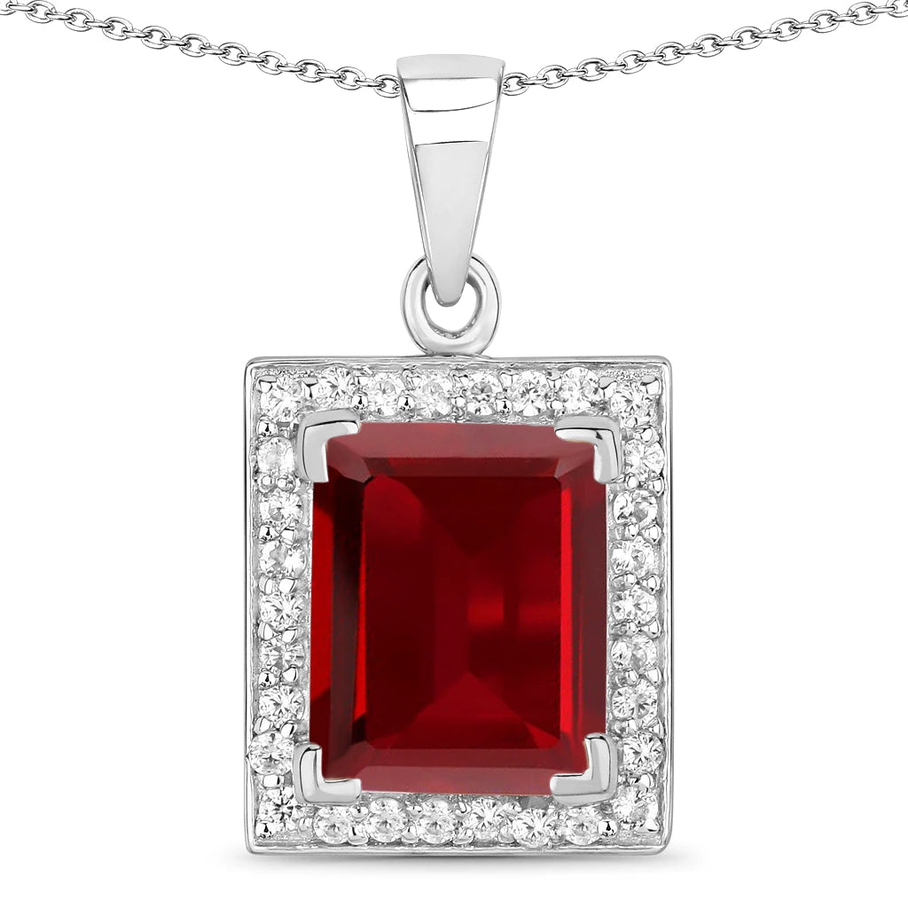 Baguette Cut Halo Pendant