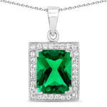 Baguette Cut Halo Pendant