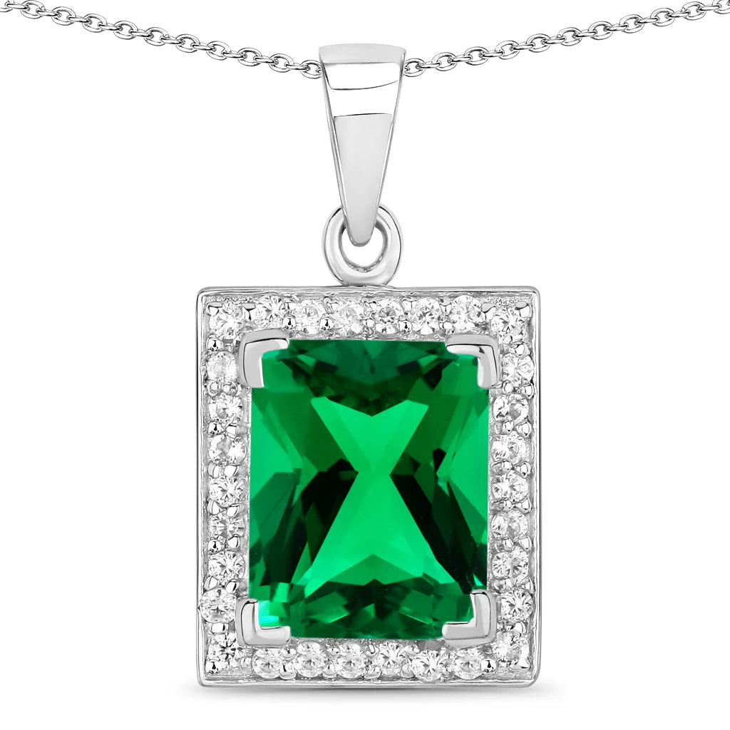 Baguette Cut Halo Pendant