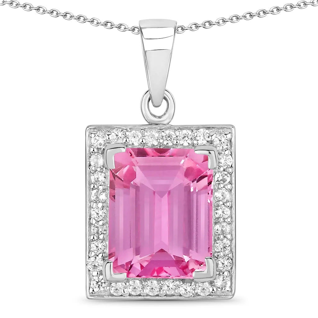 Baguette Cut Halo Pendant