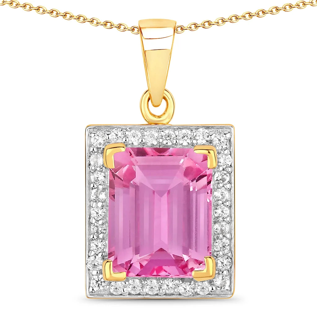 Baguette Cut Halo Pendant