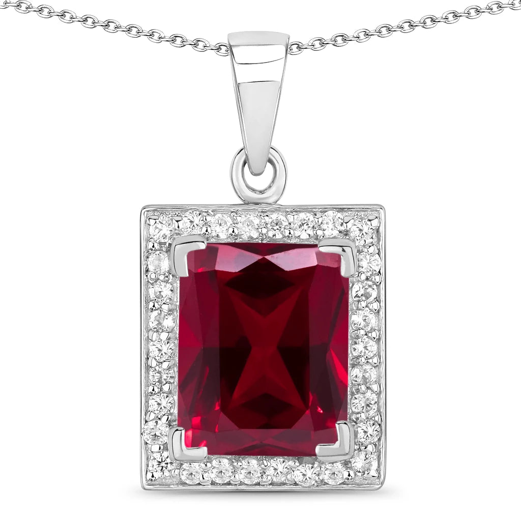 Baguette Cut Halo Pendant