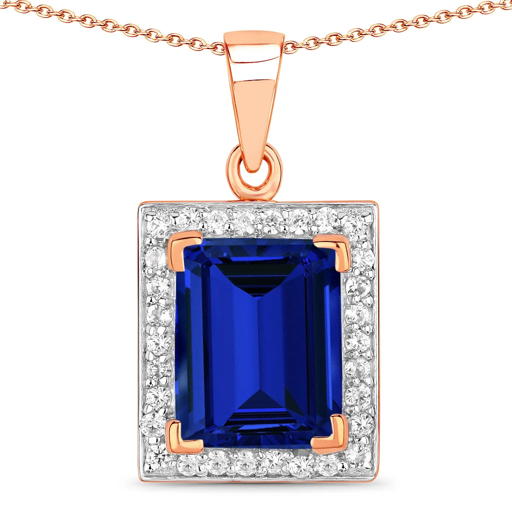 Baguette Cut Halo Pendant